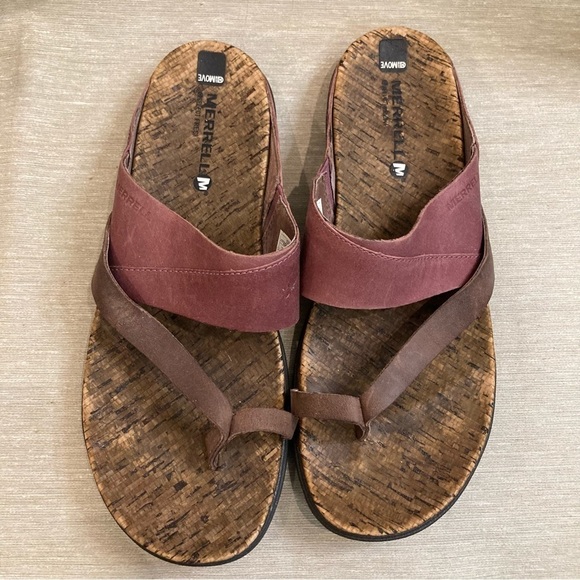 MERRELL Sz 9 Around Town Thong Slip On Neutral Colour Block Sandals - Picture 4 of 14